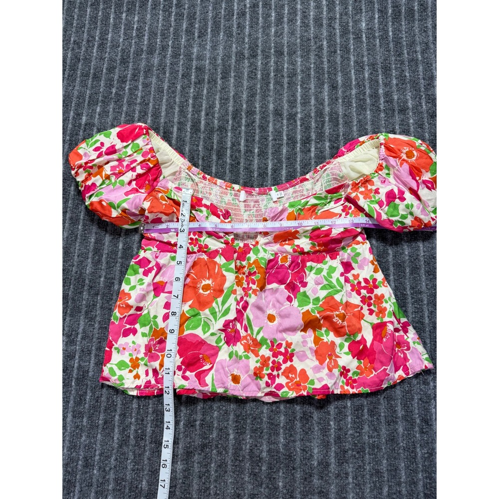 ASTR The Label Floral Puff Sleeve Top Medium Peplum Cottagecore Coquette‎ Floral - Picture 6 of 6